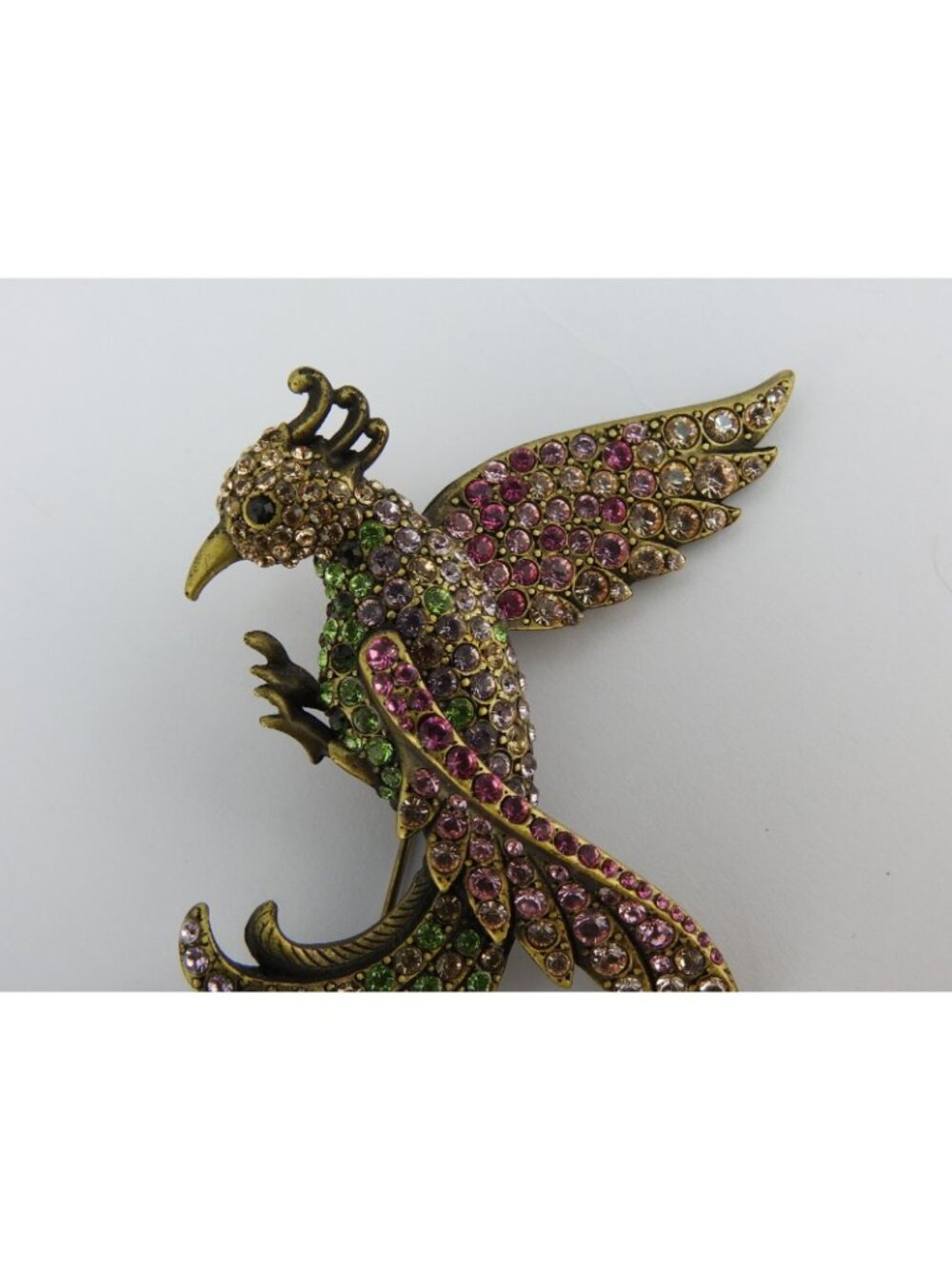 Jay Strongwater Crystal Exotic Bird of Paradise Lg Brooch Pin Multicolor 4" Box - Picture 10 of 16